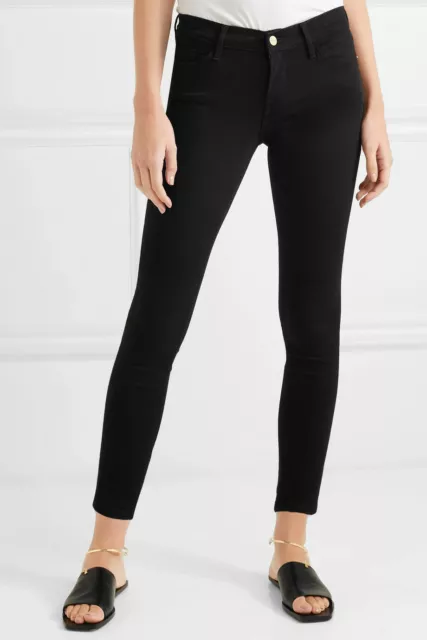 NEW FRAME Le Color Cropped Mid-rise Skinny Jeans in Black- Size 24 #P43