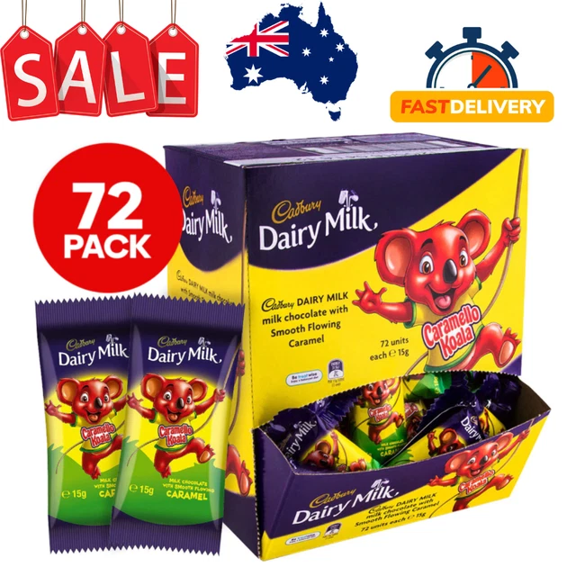 72x Cadbury Caramello Koala Chocolate Snack Bars Bulk Pack Lollies Kids Treats