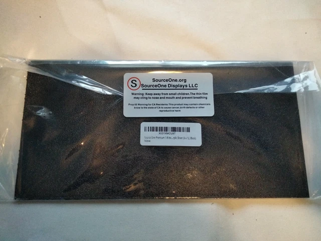 SourceOne Premium 1/8 Inch Acrylic Sheet 6 X 12 In Black