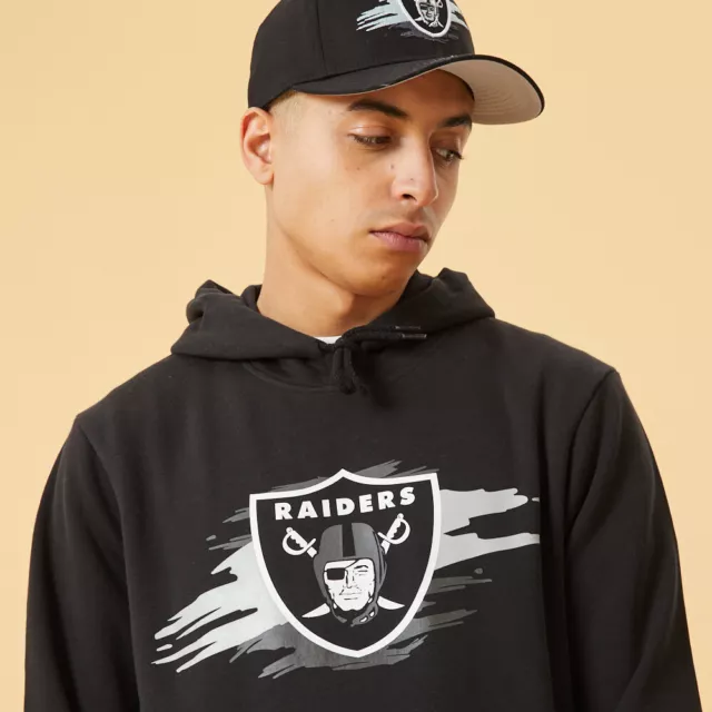 Felpa con cappuccio New Era NFL Las Vegas Raiders logo a strappo pullover con cappuccio nera vendita