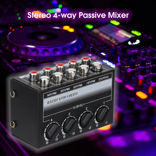 Zwy4 Portable Mixer Passive 4 Input 1 Output 4 Channels High Fidelity Sound