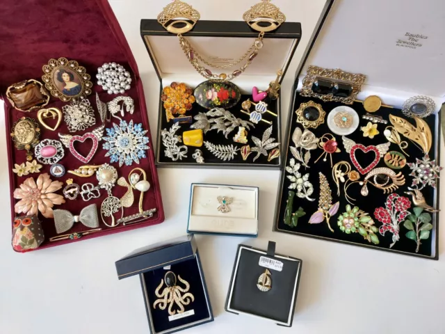 Job Lot of Genuine Vintage & Modern Brooches Costume Jewellery Bundle