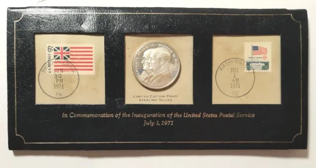Inauguration of USPS 1971 Limited Ed.Sterling Silver Coin and 1st Issue Stamps