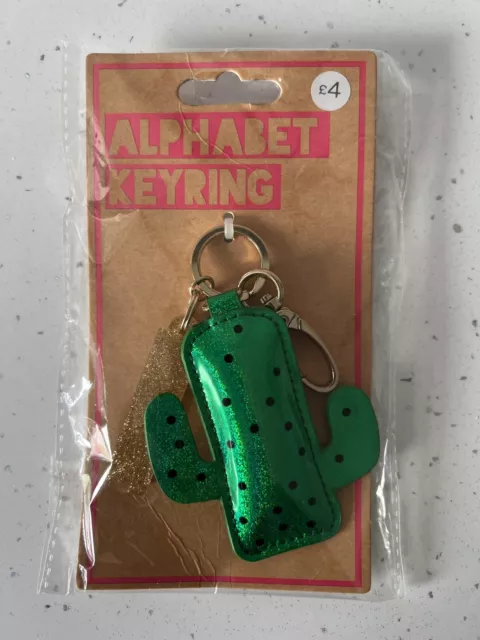 BNWT AND SEALED, Alphabet Keyring Cactus, Letter I (gold bar) Matalan Bag Charm