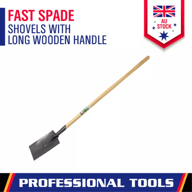 Spade Shovel 147cm Wooden Handle Heavy Duty Garden Post Hole Digging Hand Tool
