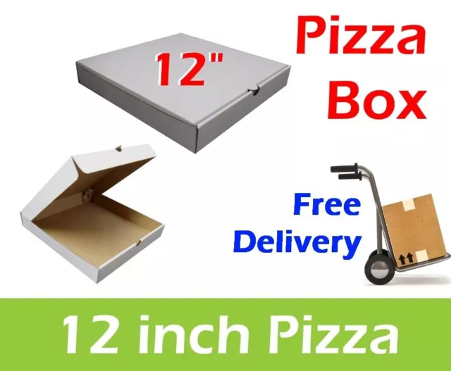 100 Plain White Pizza Boxes 12" Inch Pizza Box, Takeaway Box, Postal Boxes