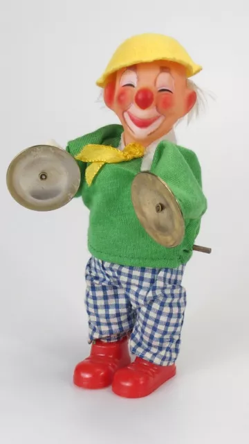 Plastik - ALPS Japan Clown mit Becken 19,5cm mit Uhrwerk - schöner Zustand