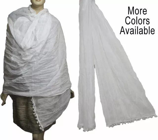 100% COTON Wrap Écharpe Wrap Dupatta Odni Sarong Pareo Blanc Rouge Rose...