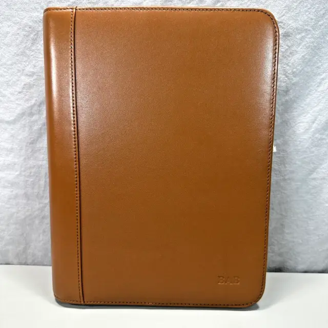 Levenger Leather Junior Portfolio Zippered Circa Notebook NEW with Initials