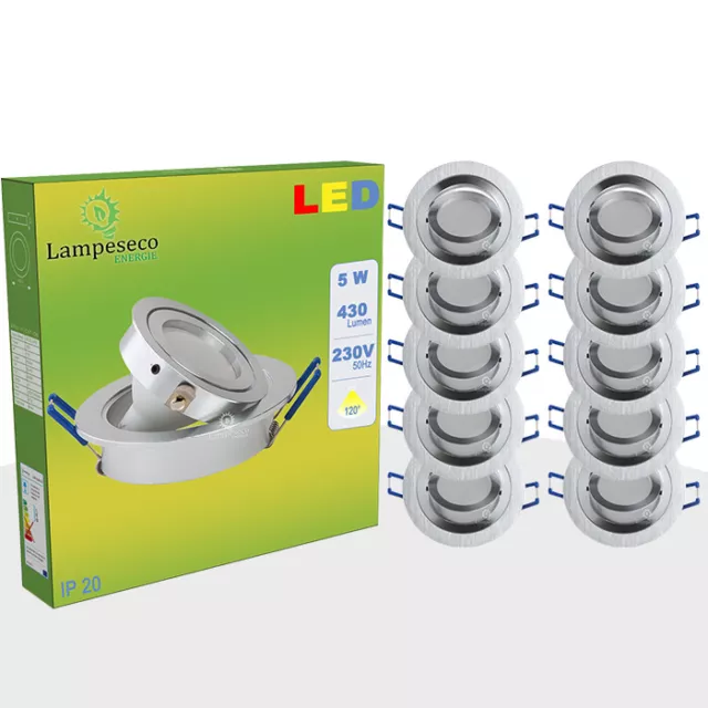 Lot de  10 spot led encastrable orientable 5w eq. 50w, blanc froid ref.64856000