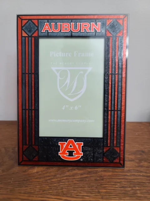 RARE* AUBURN UNIVERSITY Stained Glass Art Tiffany Style Picture Frame 4x6 Photo