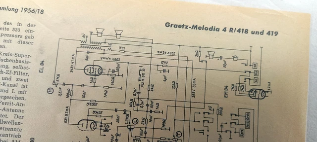 Graetz Melodia 4R/418 e 419 - istruzioni + schema elettrico 1956