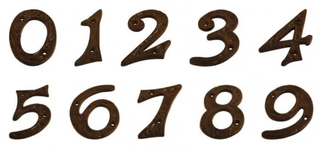 4"/100mm LARGE HEAVY BLACK ANTIQUE CAST IRON HOUSE DOOR NUMBERS NUMERALS