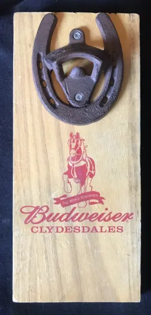 BUDWEISER CLYDESDALES, Wall Sign With Horseshoe Beer Bottle Opener
