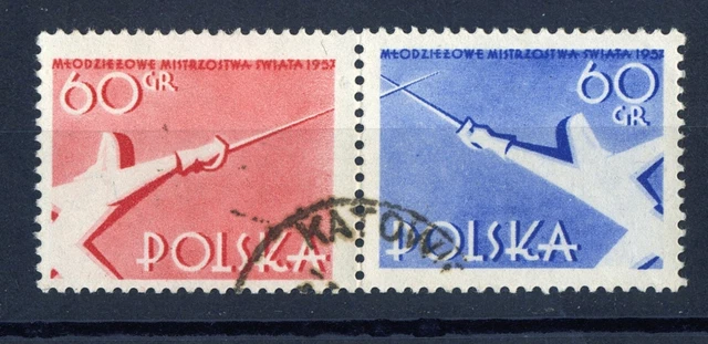 Mi PL1006+1007 gestempelt  Jugend-Fechtmeisterschaften 1957