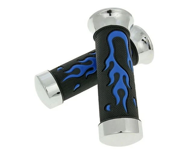 Poignées de guidon Custom Flame bleu [Ø 22mm]