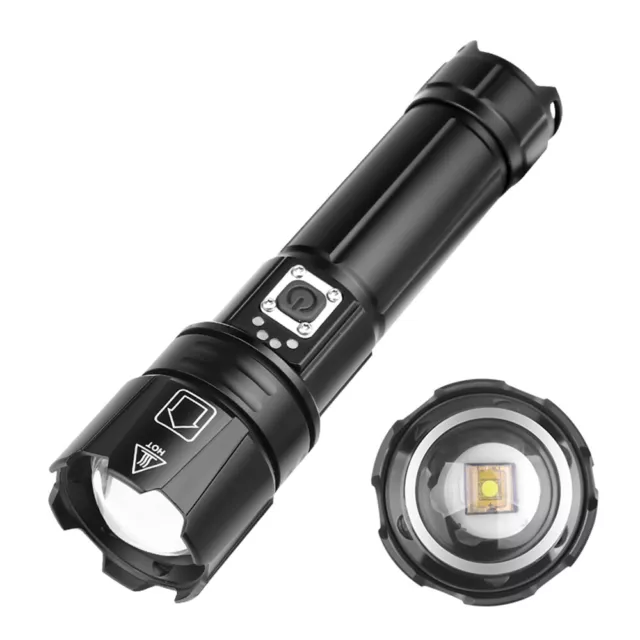 30W LED-Weiß-Laser-Taschenlampe USB Wiederaufladbare Teleskop-Zoom-Fackel Licht