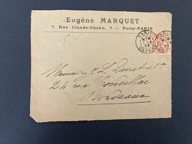 Postal History France 1902 Front Paris Depart Postmark - for the Railway Buffs!