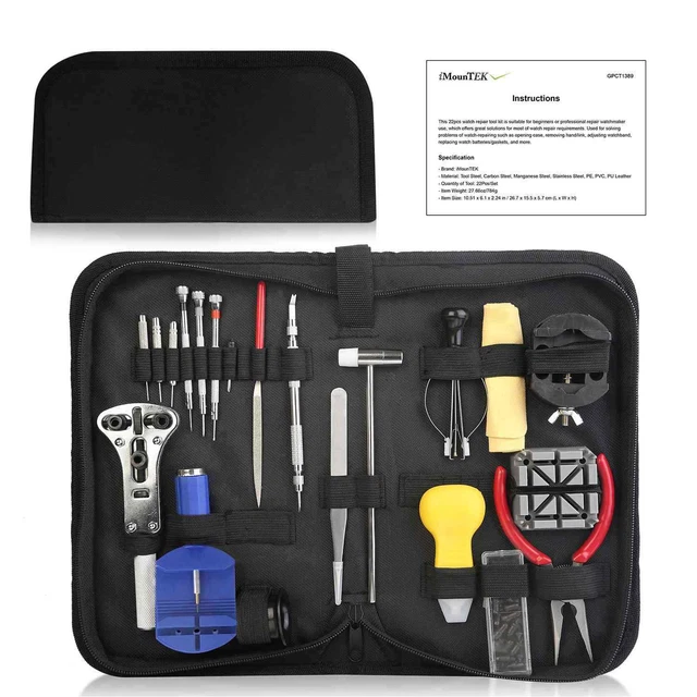 Zip Case 21pcs Battery Watch Repair Tool Kit Changing Remover Screwdriver Tools