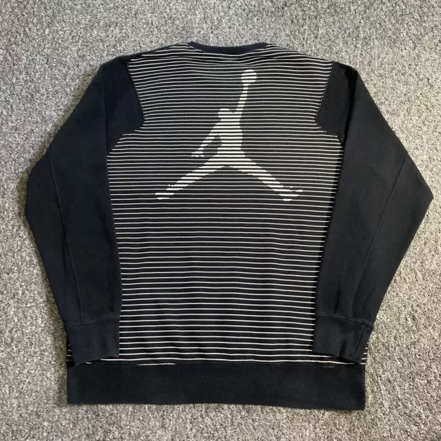 NIKE AIR JORDAN Sweatshirt Black Large Back Logo NBA Crew Neck
