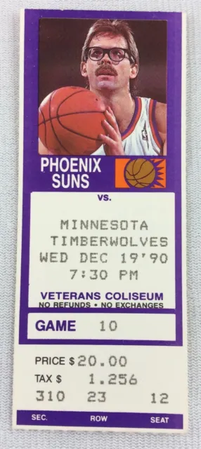 NBA 1990 12/19 Minnesota Timberwolves at Phoenix Suns Basketball Ticket Stub