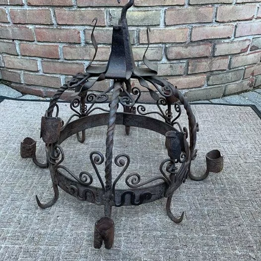 Antique Chandelier - Hand Forged Wrought Iron