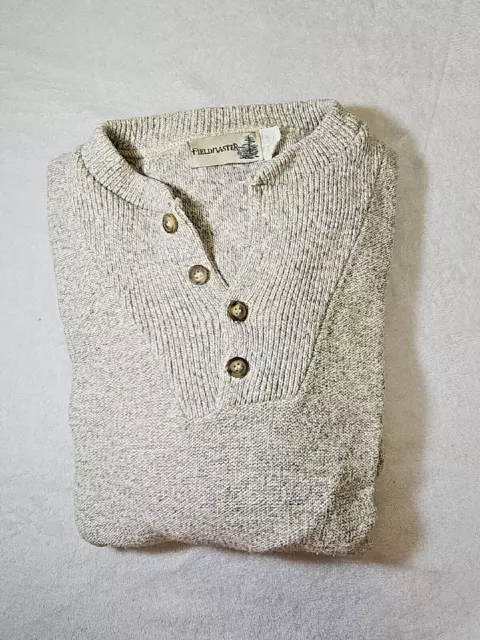 Vintage FieldMaster Sweater Mens XLT XL Tall Four Button 100% Cotton Made in USA