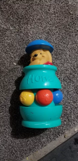 Vintage Disney Toy Matel - Pooh in Honey Pot Spinning Push Toy