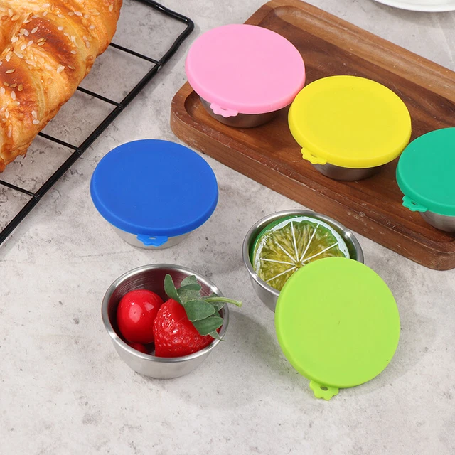Contenedores de condimento para ensaladas de 50 ml con tapas tazas de salsa de inmersión a prueba de fugas (