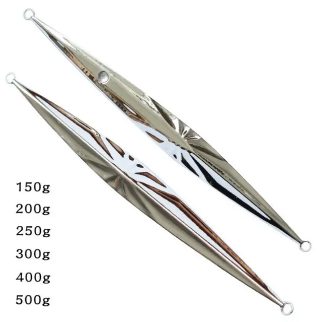 Silver Slow Fall Pitch Fishing Lures Sinking Lead Metal Flat Jigs Bait 150-500g