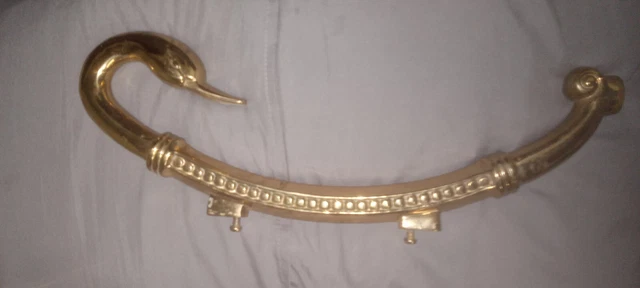 Antique Solid Brass Door Handle Swan Bird Victorian