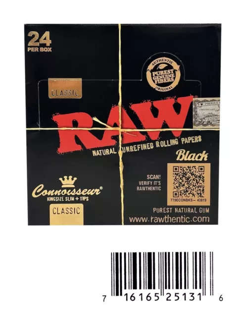 24 X Booklets RAW Black Classic Papers King Size Slim +Tips. FREE SHIPPING 3