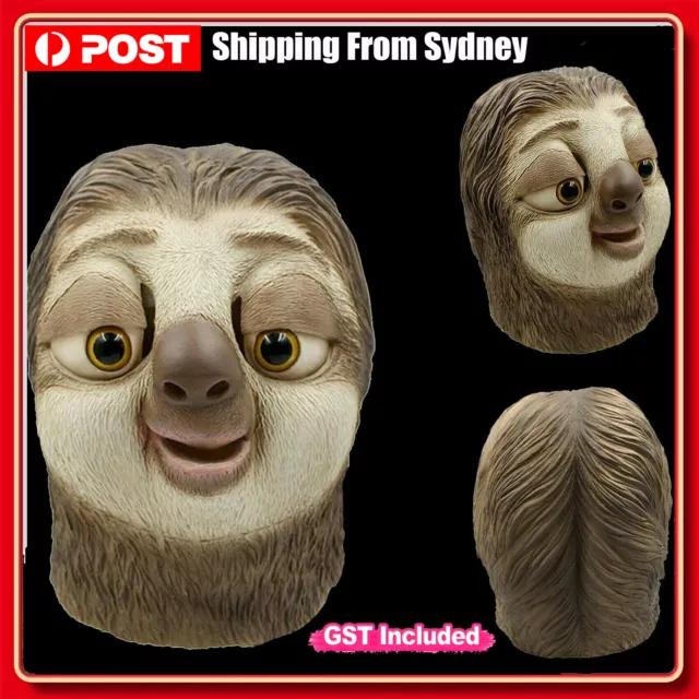 Halloween Latex Mask Full Head Animal Cosplay Costume   Sloth Props Party