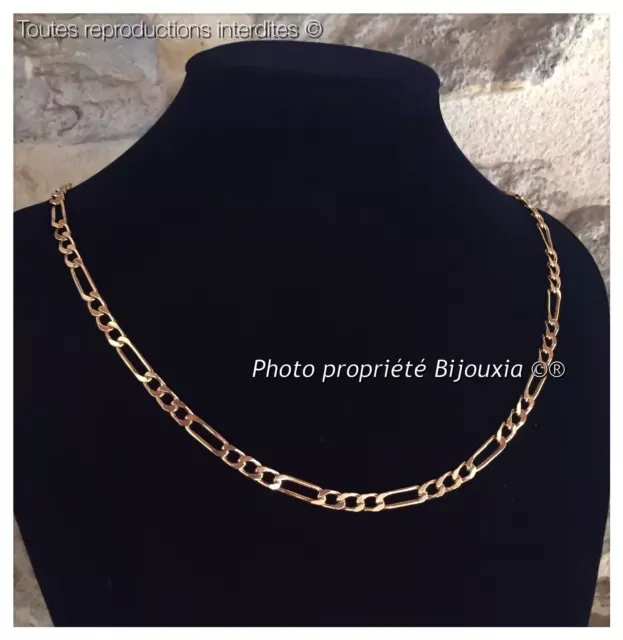 Chaîne Maille Figaro 55cm X 4MM Plaqué or 18 Carats 750/1000 Bijoux Homme