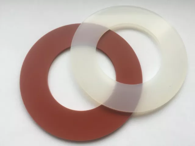 Flanschdichtung Flachdichtung DN15 - DN200 Silikon 2/3mm DIN2690 rot/transparent