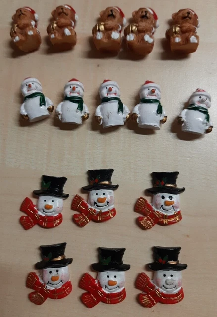 16 Dekofiguren Weihnachten - 3 Motive - Ca.  2,8 - 3,8  Cm Hoch- Neu