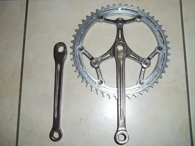 Guarnitura Doppia (pédalier Double) En Acier Pour Vélo De Course Vintage Années 50 - Type Magistroni, Longueur Manivelle 170 Mm, Fabriqué En Italie