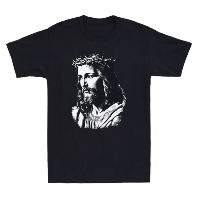 Jesus With Christ Crowns Of Thorns Funny Christian Gifts Vintage Men's T-Shirt