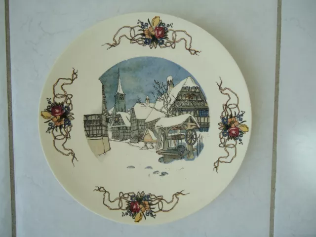 Assiette Decorative Obernai Sarreguemines Paysage Neige Loux