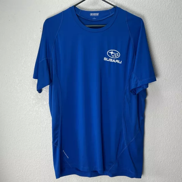 Men's OGIO Athletic Endurance Shirt Large Blue Subaru Logo Short Sleeve