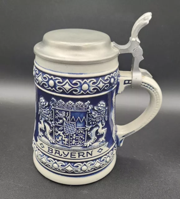 Vintage Original Gerzit Bayern Ceramic Stoneware German Beer Stein Mug with Lid