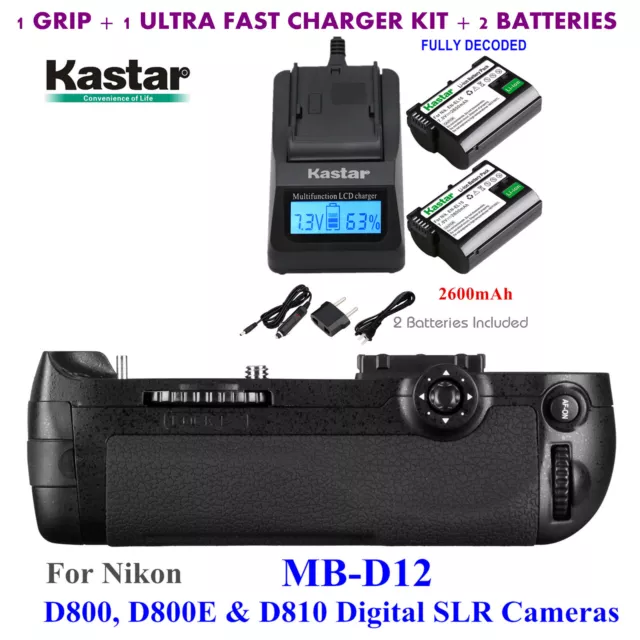 MB-D15 Battery Grip, EN-EL15 Battery, Charger for Nikon D800, D800E & D810 DSLR