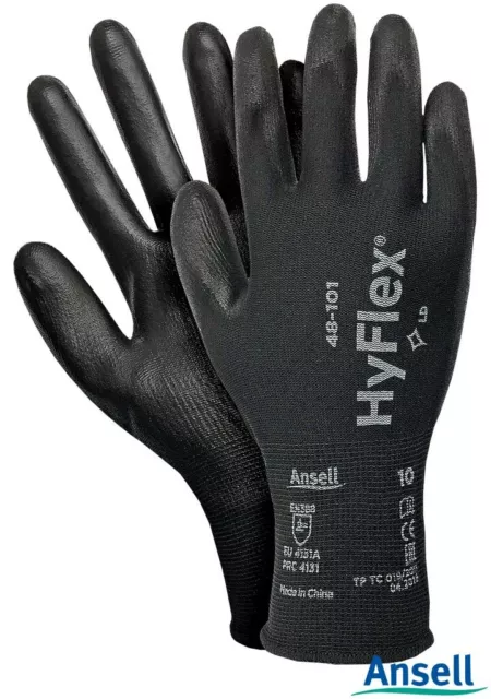 Ansell Handschuhe HyFlex  48-101  Gr.10/1 paar schwarz Montagehandschuh, Nylon,