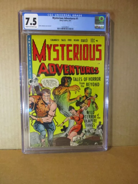 Mysterious Adventures 1 CGC 7.5 Voodoo Skull C. 1951 Story Horror Key Comic VF-!