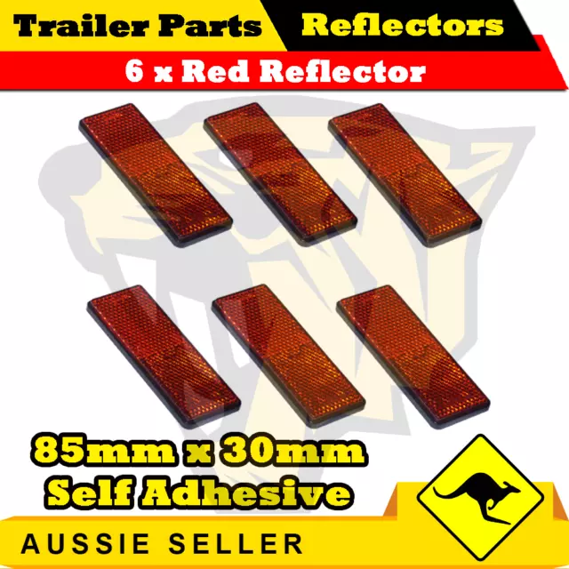 6 x Red 85mm x 30mm Self Adhesive Reflectors-Superior Trailers