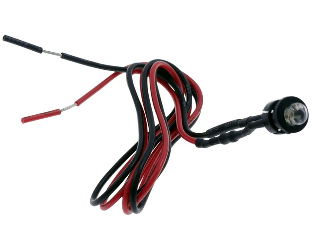 Lampe témoin LED, 5 mm, rouge, avec câble et clip d'encastrement,