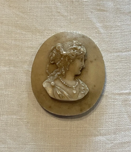 Broche Ancienne Or De Tolède – Camée En Vraie Coquille, Portrait De Femme – Occasion, Bijou Vintage