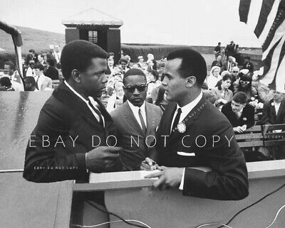 SIDNEY POITIER HARRY BELAFONTE One of a Kind 1960 Civil Rights March 8x10" PHOTO