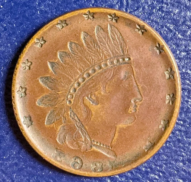 CWT Civil War Token F-82 FULL BROCKAGE MINT ERROR 1863 Indian Head #T87 CWT Civil War Token F-82 FULL BROCKAGE MINT ERROR 1863 Indian Head #T87