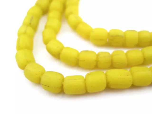 Sunflower Yellow Java Glass Beads 5mm Indonesia Cylinder 24 Inch Strand